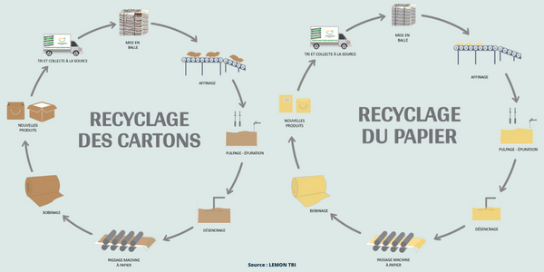 processus de recyclage papiers et cartons